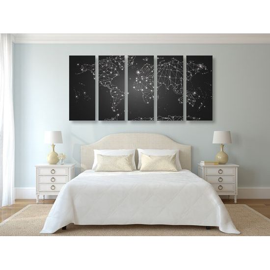 5-dielny obraz mapa sveta tvorená sieťami