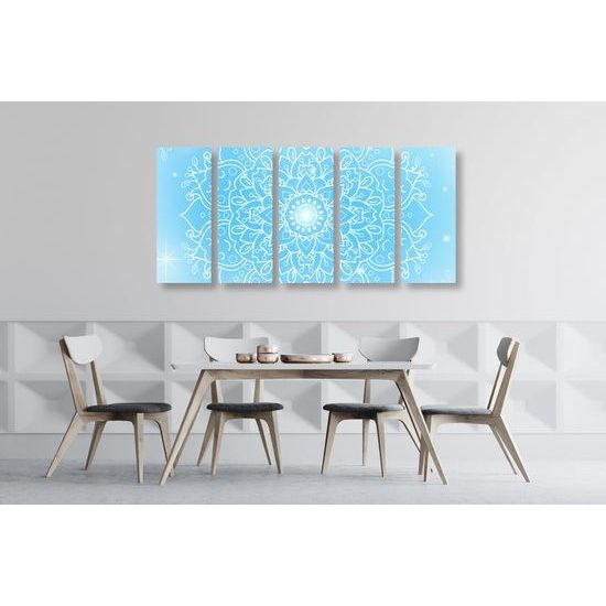5-dielny obraz magická snehobiela Mandala