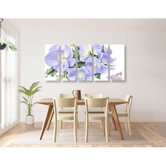 5-dielny obraz zátišie kvetov v nežných farbách