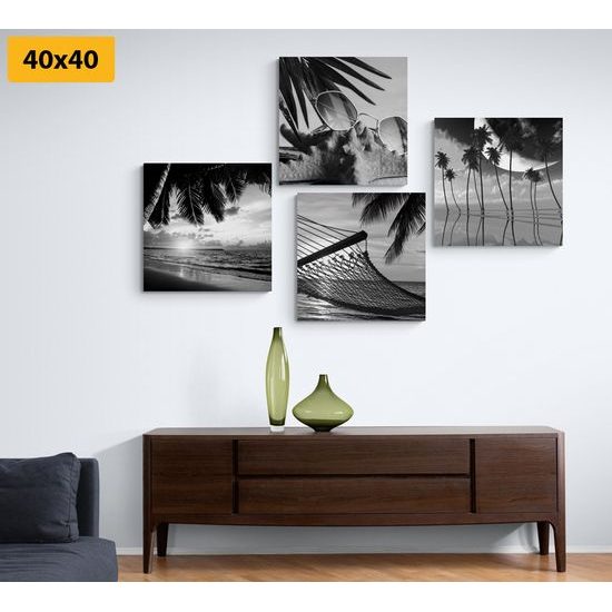 Set obrazov čiernobiele zákutia pláže