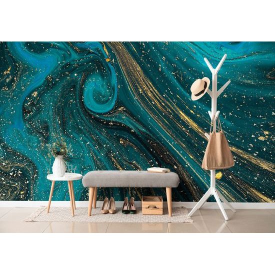 Samolepiaca tapeta smaragdovo-zlatá zmes farieb