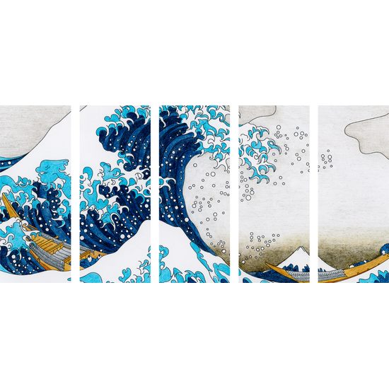 5-dielny obraz maľba majestátnej vlny