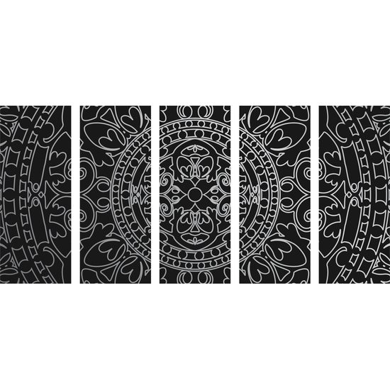 5-dielny obraz čiernobiely luxusný oranament