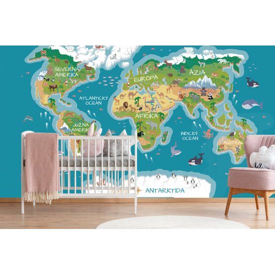 Tapeta detská obrázková mapa