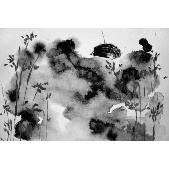 Samolepiaca tapeta čiernobiela obloha v akvarelovom prevedení