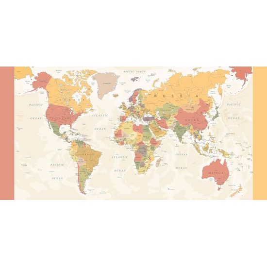 Obraz mapa sveta v detailnom prevedení