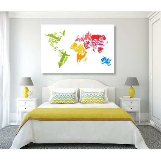 Obraz mapa sveta tvorená symbolmi krajín