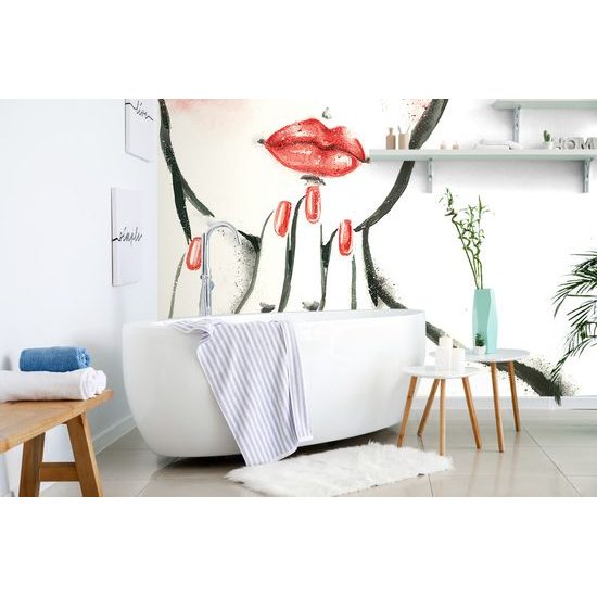 Samolepiaca tapeta maľovaný detail ženských pier