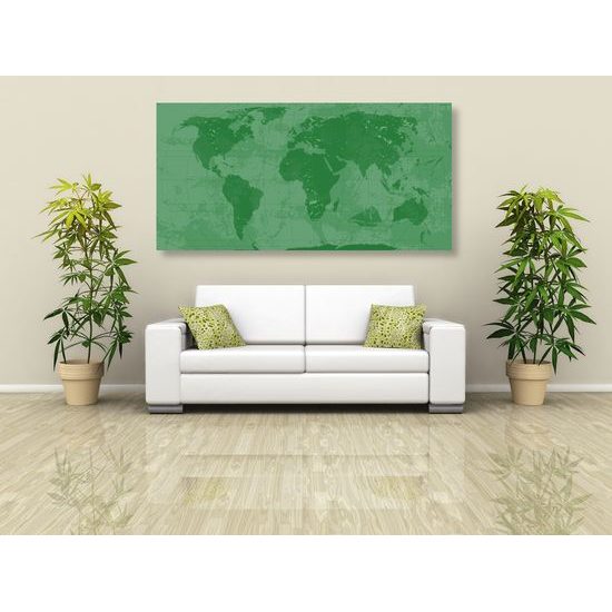 Obraz na korku historická mapa sveta v zelenom prevedení