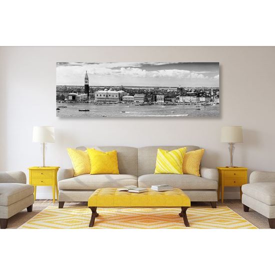 Obraz romantické Benátky v čiernobielom prevedení