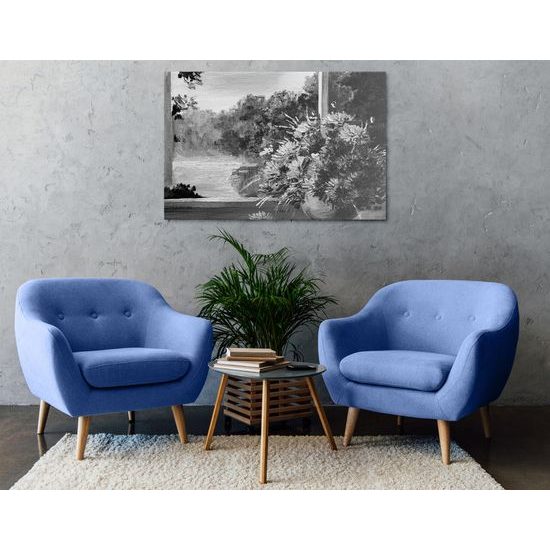 Obraz vintage kytica v čiernobielom prevedení