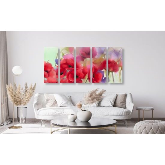 5-dielny obraz krásne maľované maky