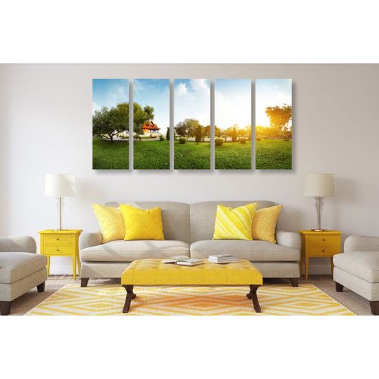 5-dielny obraz zeleň v rozkvete