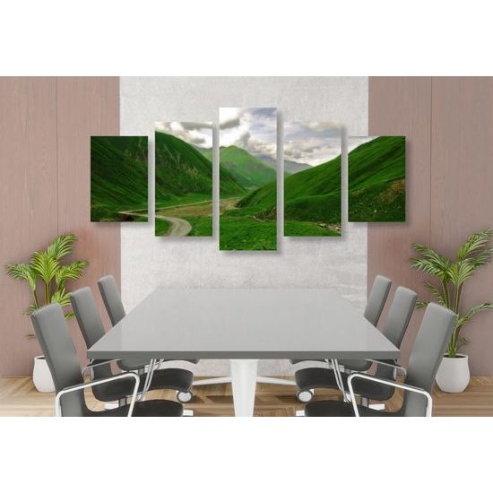 5-dielny obraz zeleňou posiate hory