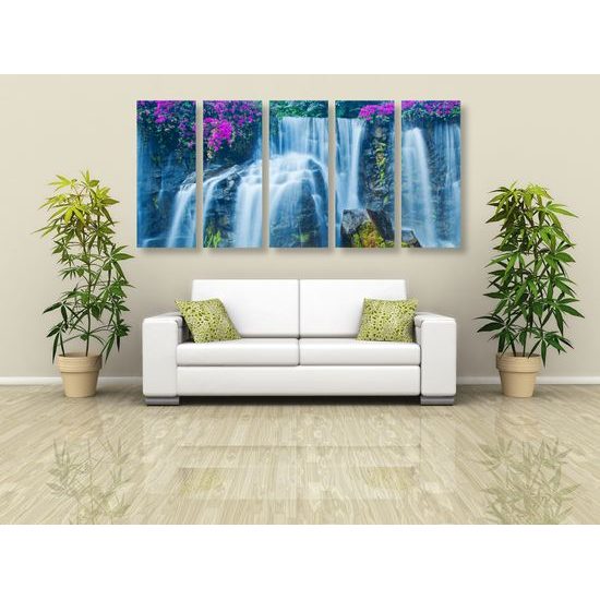 5-dielny obraz krásny horský vodopád