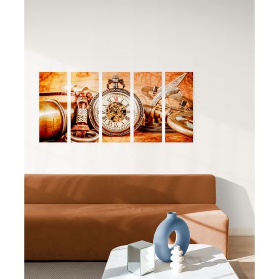 5-dielny obraz historické luxusné hodinky