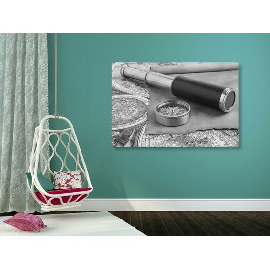 Obraz dobrodružná výprava v čiernobielom prevedení