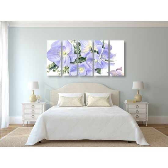 5-dielny obraz zátišie kvetov v nežných farbách