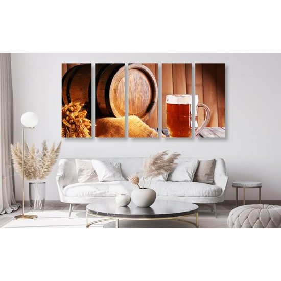5-dielny obraz pivný súdok
