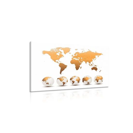 Obraz bronzová mapa sveta