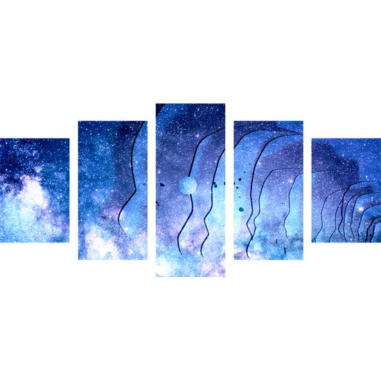 5-dielny obraz abstrakcia nočnej oblohy