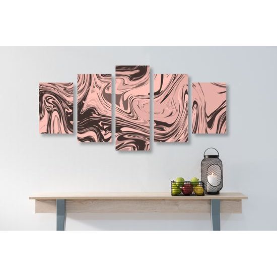 5-dielny obraz ružová umelecká abstrakcia
