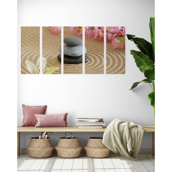 5-dielny obraz ukľudnujúce Zen zátišie