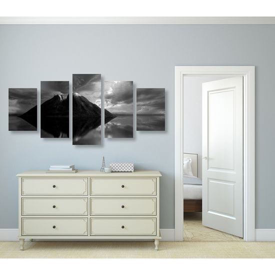 5-dielny obraz tajný ostrov v čiernobielom prevedení