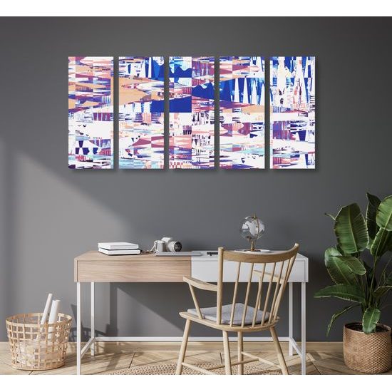 5-dielny obraz abstraktná geometria