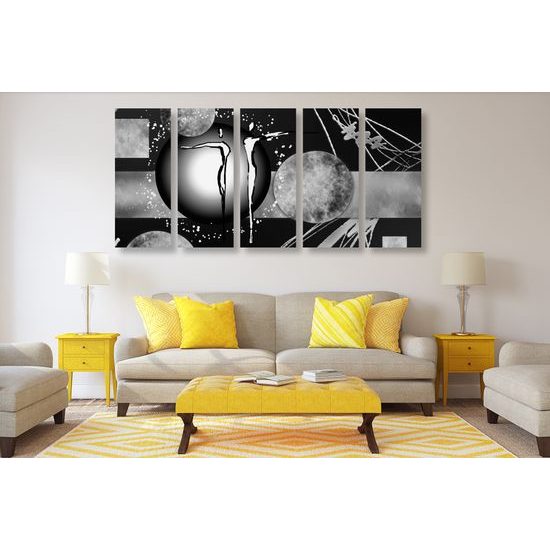 5-dielny obraz abstrakcia spriaznených duší v čiernobielom prevedení