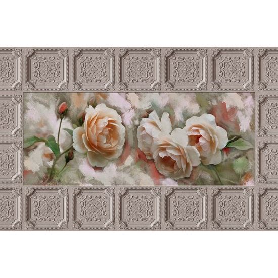 Samolepiaca tapeta romantické ruže s historickým orámovaním
