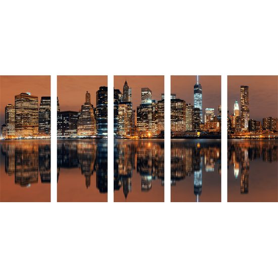 5-dielny obraz nočný Manhattan