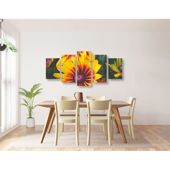 5-dielny obraz pôvabné sfarbené kvety