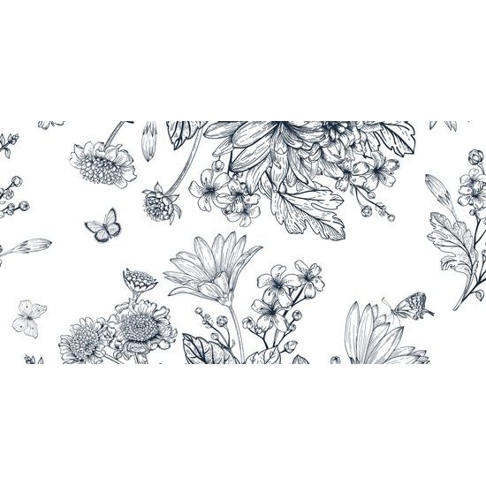 Obraz minimalistické kvety v čiernobielom prevedení