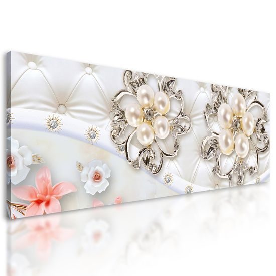Obraz luxusné perly s kvetmi