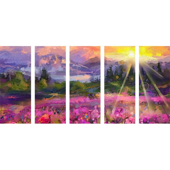 5-dielny obraz nádherná maľba krajiny