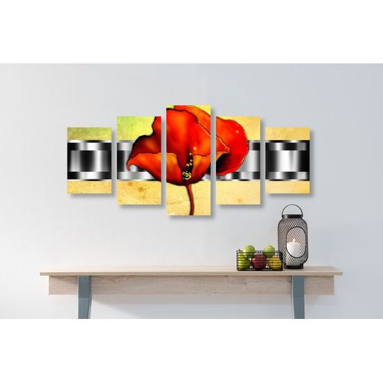 5-dielny obraz vintage vlčí mak