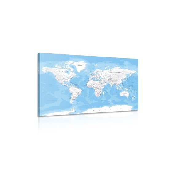 Obraz bielo-modrá mapa sveta