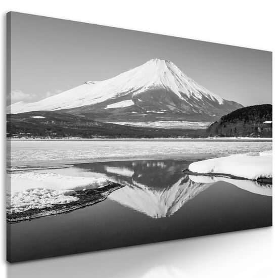 Obraz krása Japonskej prírody v čiernobielom prevedení