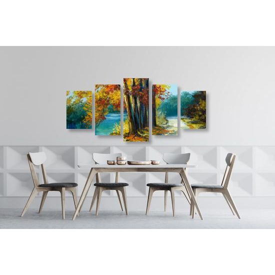 5-dielny obraz jesenné jazero