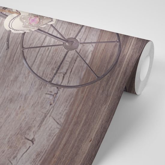 Samolepiaca tapeta bicykel s kvetmi vo vintage štýle