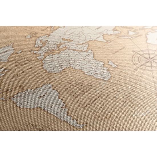 Obraz béžová mapa sveta pre dobrodruhov