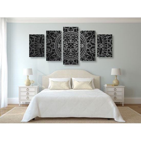 5-dielny obraz čiernobiely luxusný oranament