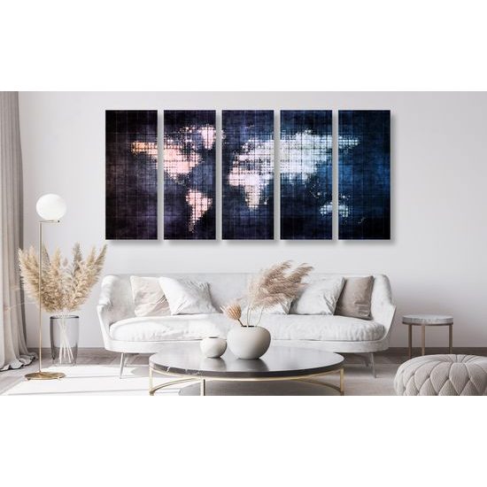 5-dielny obraz futuristická mapa sveta