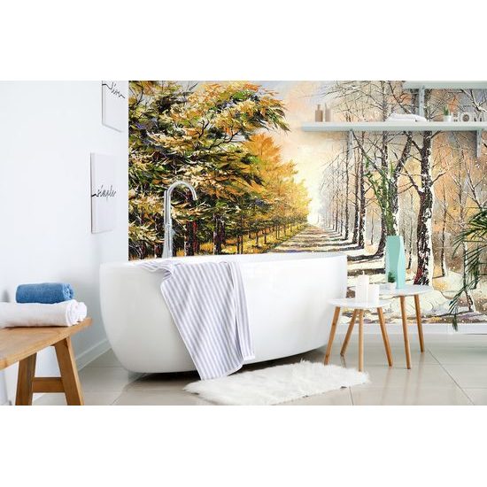 Tapeta alej stromov na prelome ročných období