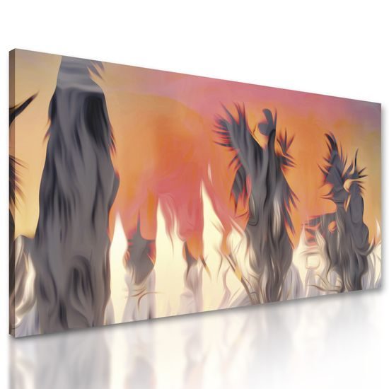 Obraz zasnežený les