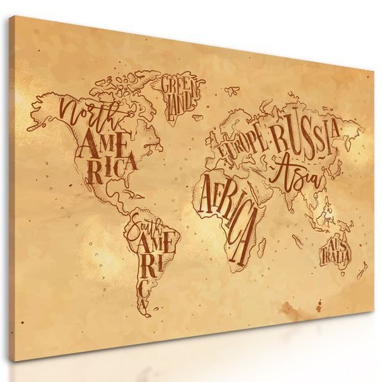 Obraz abstraktná mapa celého sveta vo vintage prevedení