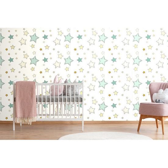 Tapeta hravé hviezdičky na bielom pozadí