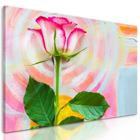 Obraz ruža na maľovanom pozadí