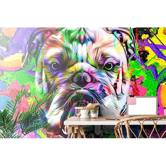 Tapeta buldog v pop art prevedení